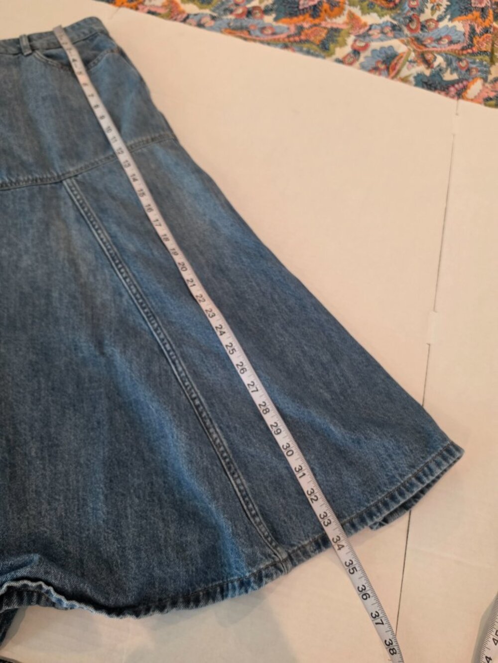 Mare Mare x Anthropologie Denim Flounce Midi Skirt Size XL - Picture 3 of 12
